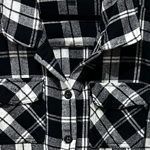 Torrid Black & White‎ Plaid Shacket • Women’s Sz 3 • Cinched Waist Cotton Shirt - Picture 2 of 6